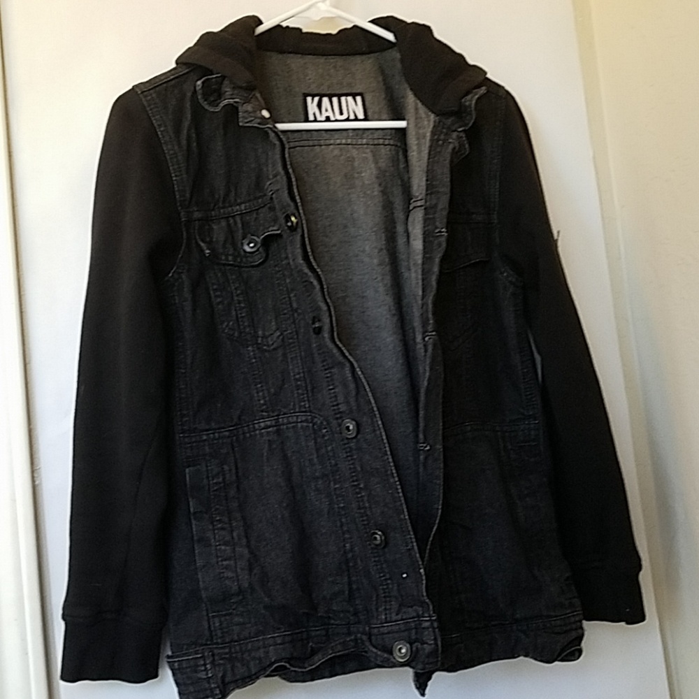 Hooded black Jean jacket